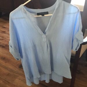 100% Cotton Tommy Hilfiger Blue Relaxed Sleeve Blouse
